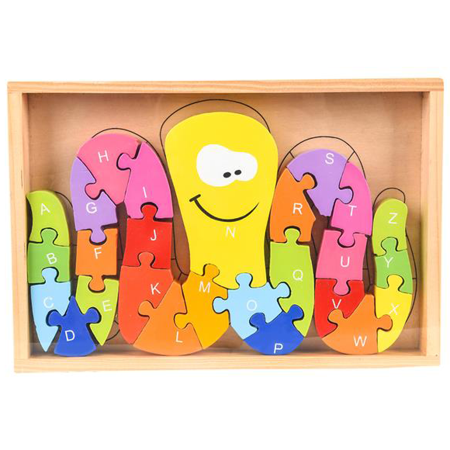 9.25" x 6.5" Wooden Octopus Letter Puzzle