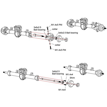 +4mm Steel Axles Brass Weight SCX24