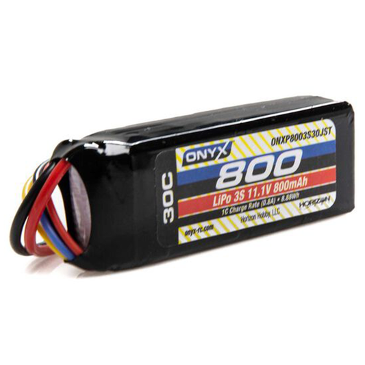 3 Cell 11.1v 800mAh 30C,  Lipo Batt, 18ga,  JST