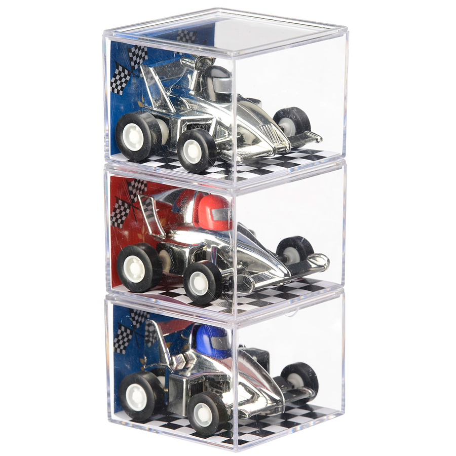 Pull Back Race Cars, Silver, 3-pack