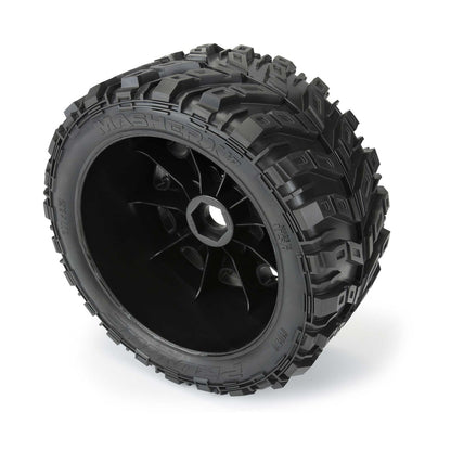 Masher X HP BELTED Fr/Rr 5.7" MT Tires Mounted 24mm Blk Raid 8*48 HEX (2)