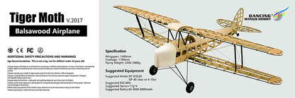 EP & GP Tiger Moth Balsa Kit (1.4m), Motor, ESC, Servo