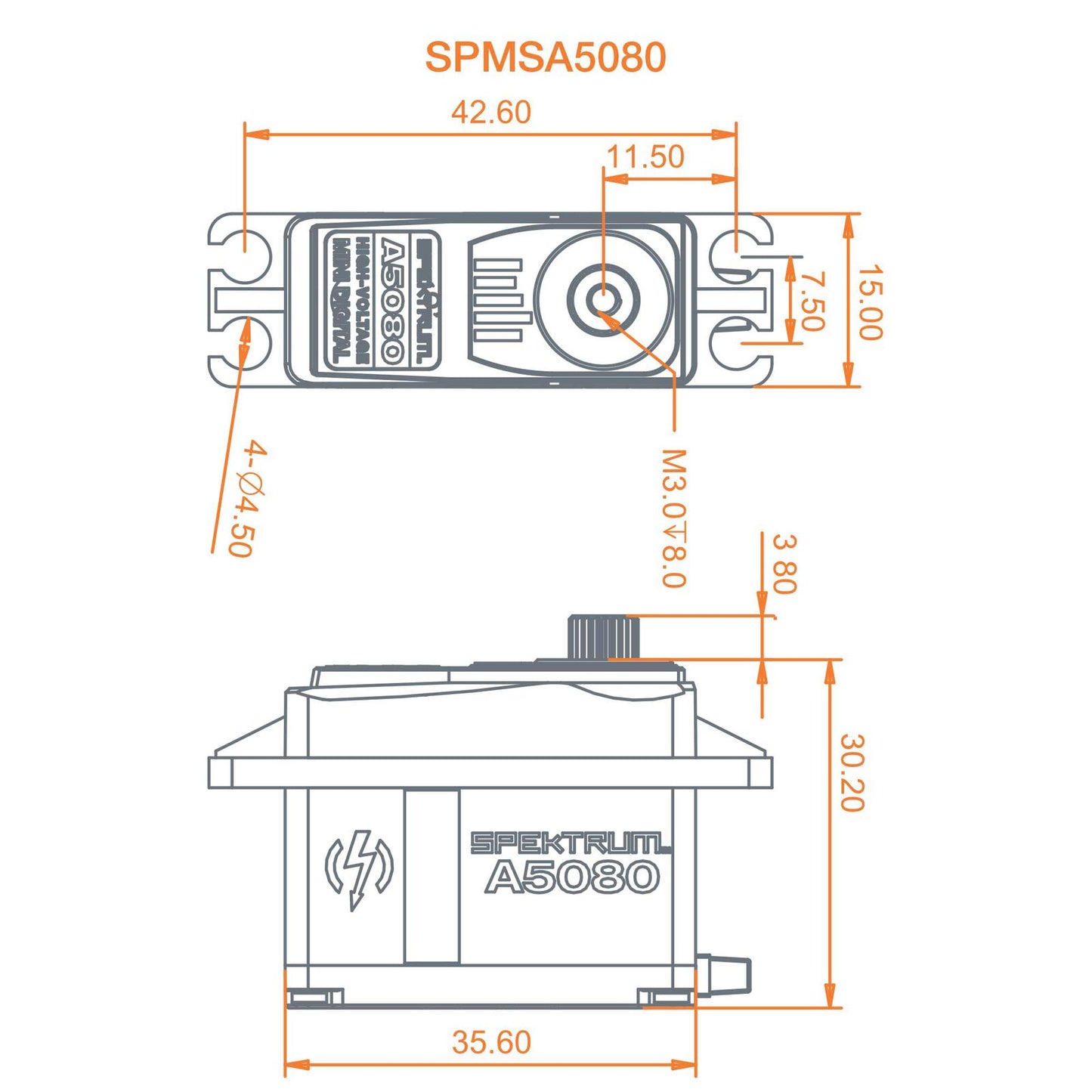 A5080 MT/HS Mini Digital HV MG Servo