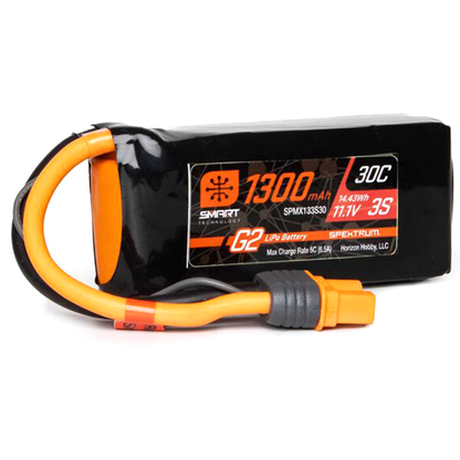 3 Cell 1300mAh 11.1V 30C Smart G2 LiPo: IC3