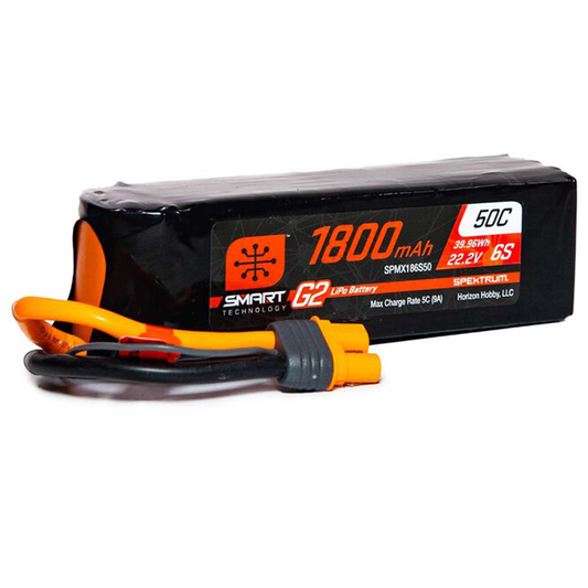 6 Cell 1800mAh 22.2V 50C, Smart G2 LiPo: IC3