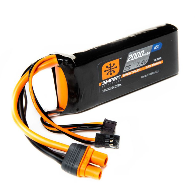 2 Cell 2000mAh 7.4V Smart LiPo Rx Pack w/IC3 & Servo Connector