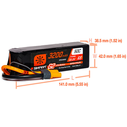 6 Cell 3200mAh 22.2V 50C Smart G2 LiPo: IC5