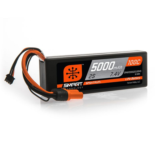 2 Cell 5000mAh 7.4V 100C Smart G1 Hardcase LiPo Battery: IC3