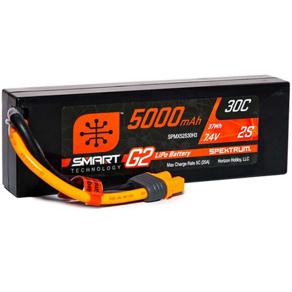 2 Cell 5000mAh 7.4V 30C Hard Case Smart LiPo G2: IC3