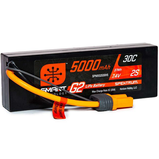 2 Cell 5000mAh 7.4V 30C Hard Case Smart LiPo G2: IC5