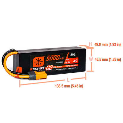 4 Cell 5000mAh 14.8V 30C Hard Case Smart G2 LiPo: IC5