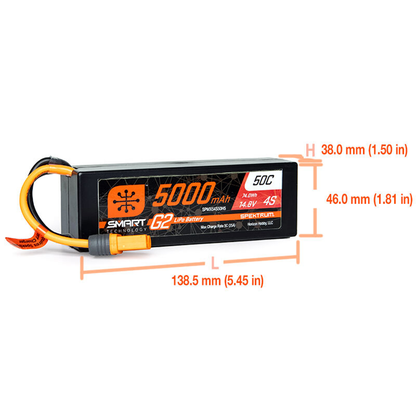 4 Cell 5000mAh 14.8V 50C Hard Case Smart LiPo G2: IC5