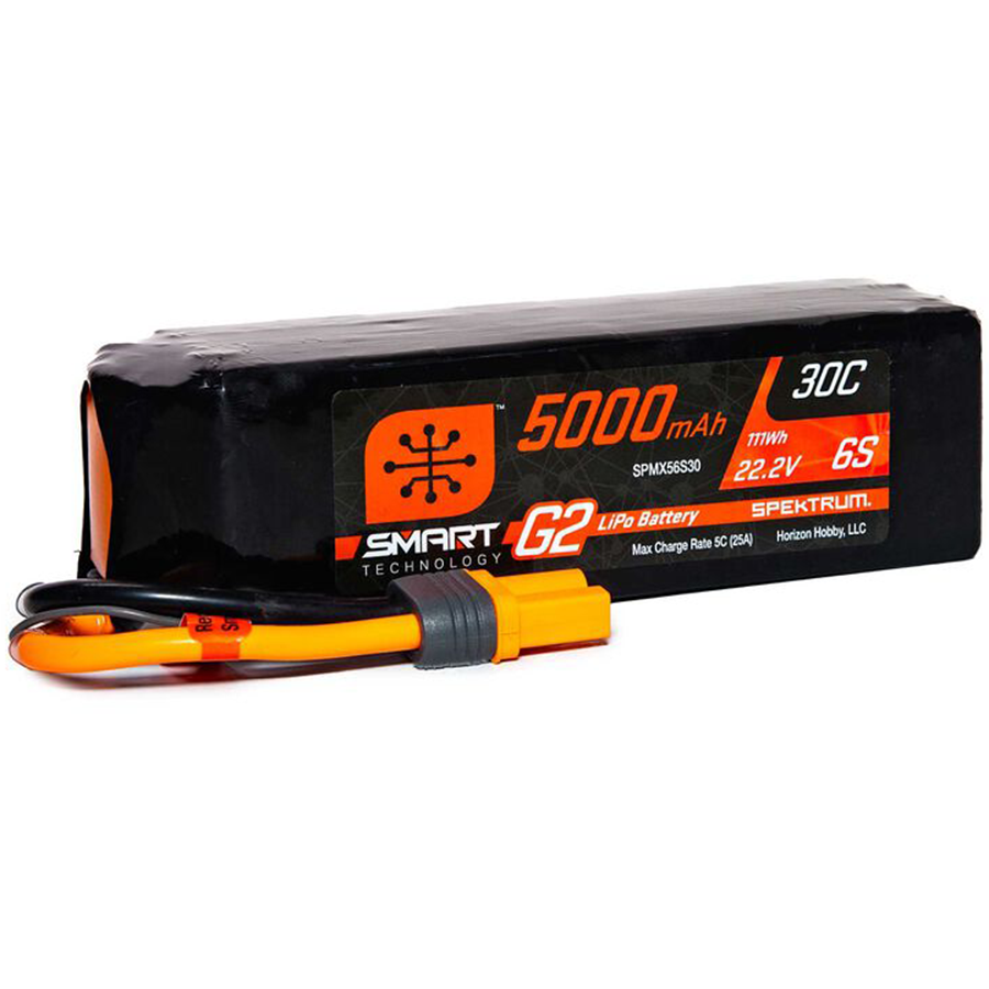 6 Cell 5000mAh 22.2V 30C Hard Case Smart G2 LiPo: IC5