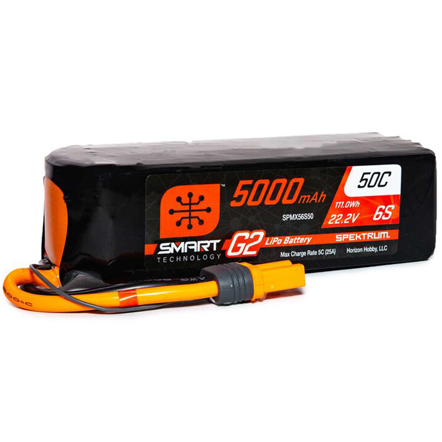 6 Cell 5000mAh 22.2V 50C Hard Case Smart G2 LiPo: IC5