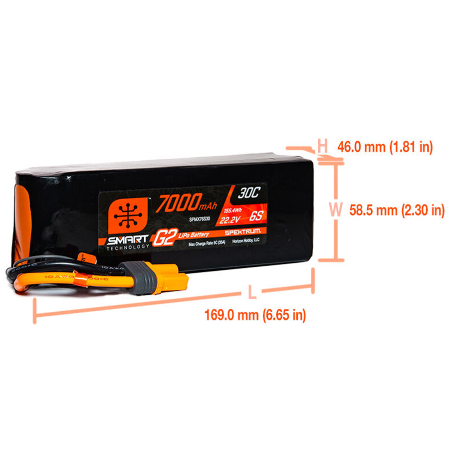 6 Cell 7000mAh 22.2V 30C Smart G2 LiPo: IC5