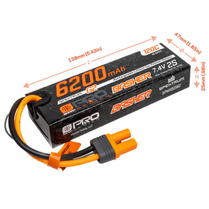 2 Cell 6200mAh 7.4V 120C Smart Pro Basher LiPo: IC5