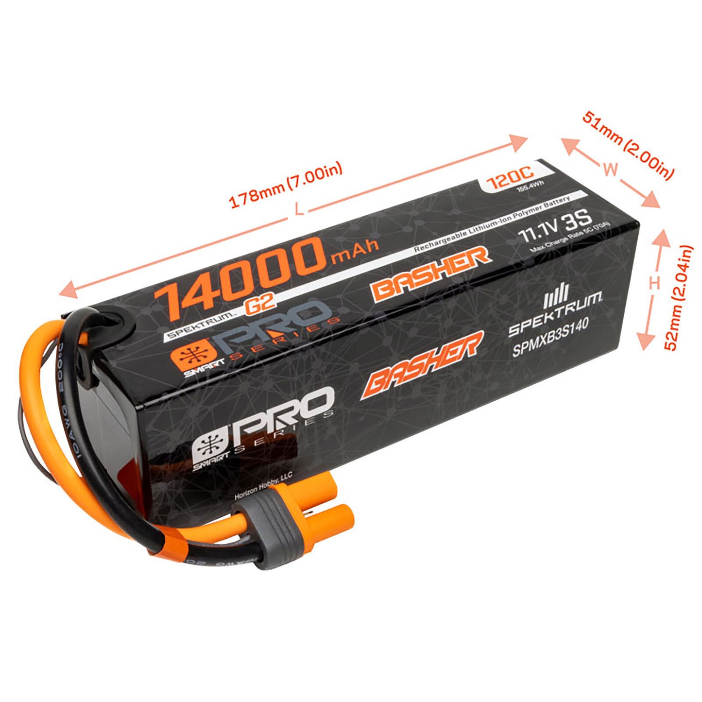 3 Cell 14000mAh 11.1V 120C Smart Pro Basher LiPo: IC5