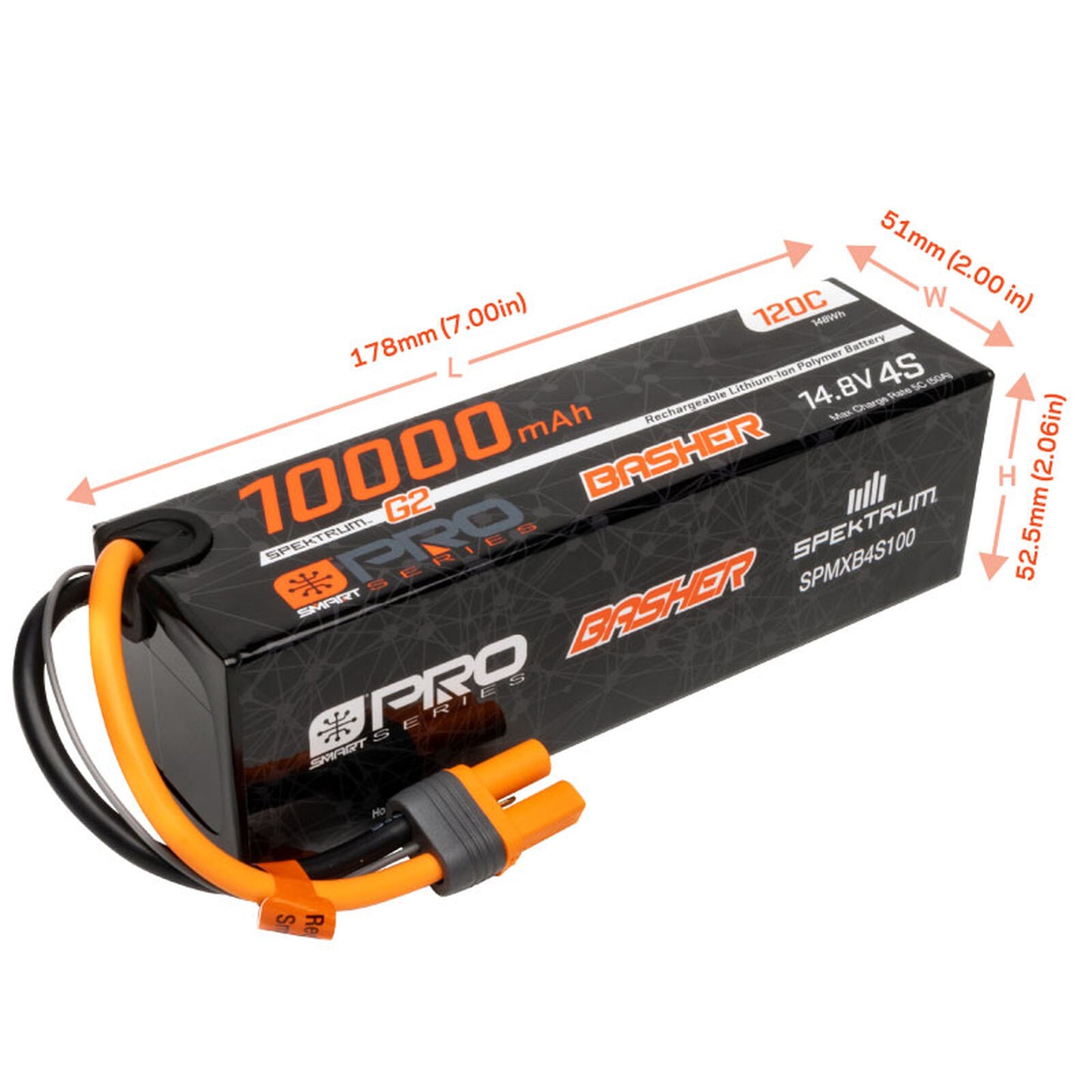 4 Cell 10000mAh 14.8V 120C Smart Pro Basher LiPo: IC5