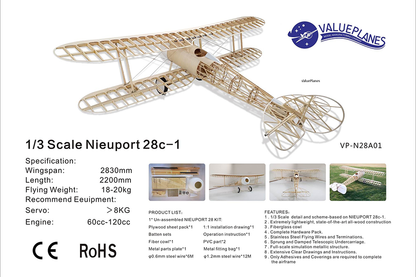 1/3 scale Nieuport 28 Full KIT unassembled